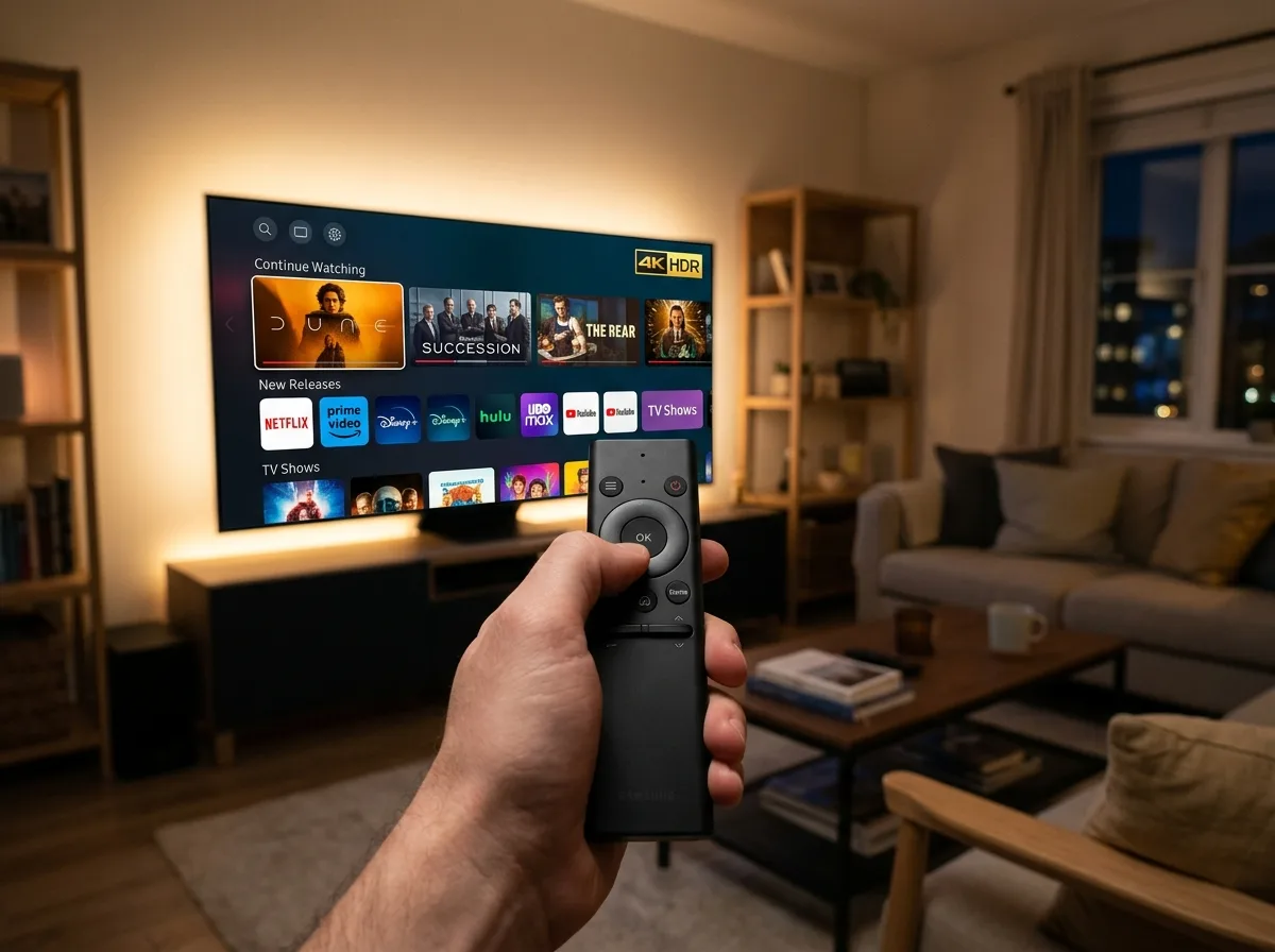 Aiming remote at TV and enjoying 4K streaming